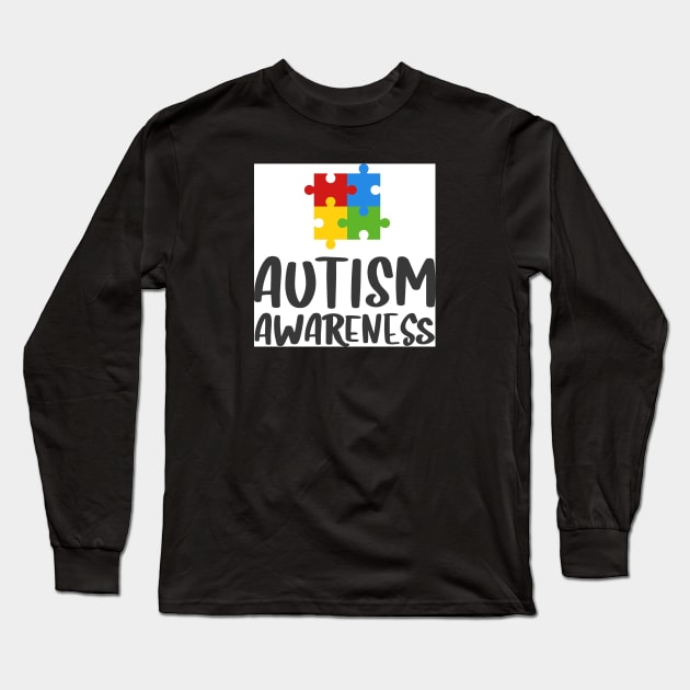 Autism Awareness Puzzle Long Sleeve T-Shirt by Wanderer Bat